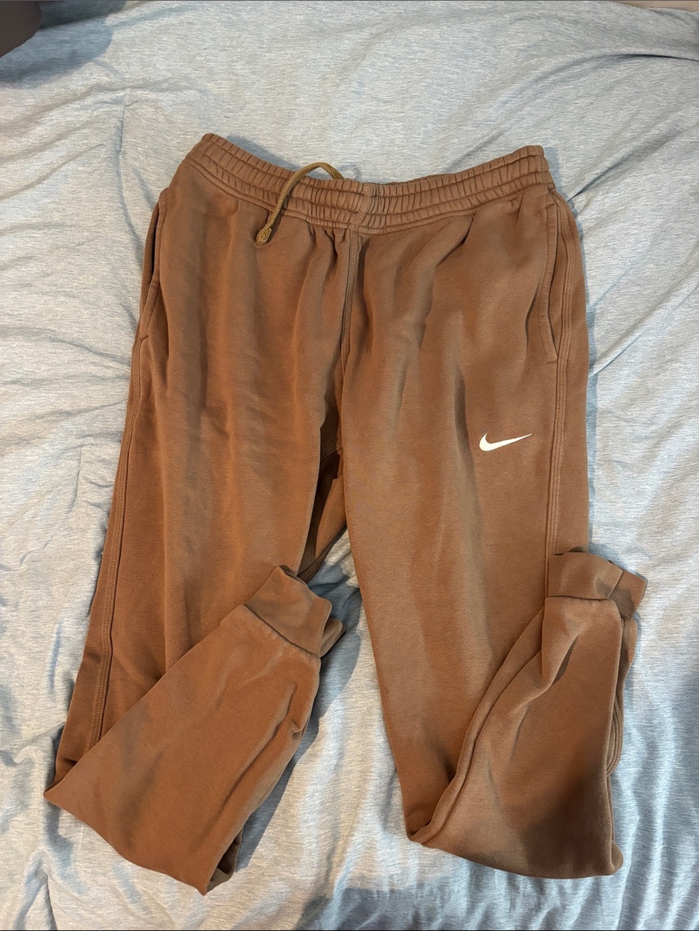 Nike Brown Jogger Sweatpants with White Swoosh